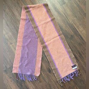 ALEX BEGG Scotland Scarf Wool Cashmere Classic Striped Fringe Pink Purple 64”